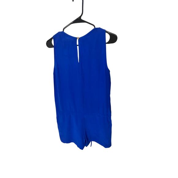 Amanda Uprichard Silk Royal Blue Preppy Cruise Vacation Bold Michaela Romper - Picture 8 of 8